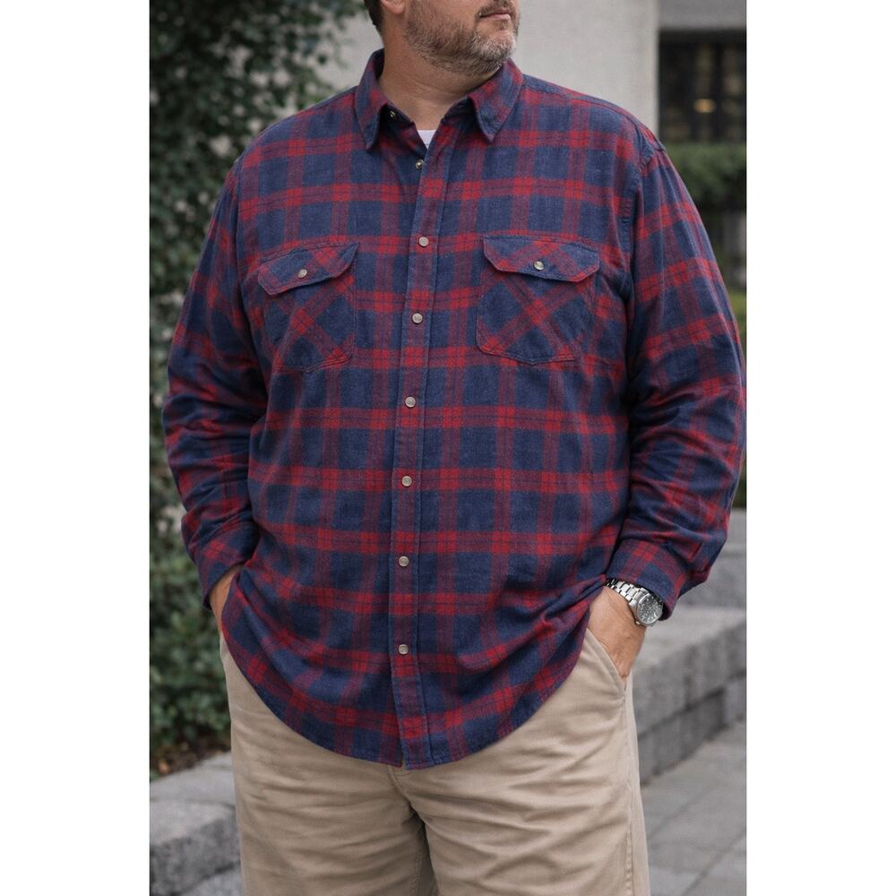 Harbor Bay Men’s long sleeve Snap Front Button Buffalo Plaid Flannel Shirt 2XLB